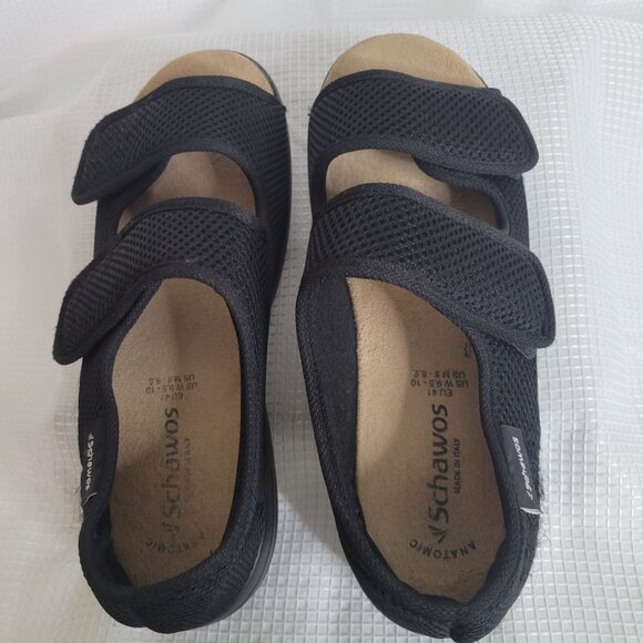 Schawos Unisex Shoes Sandals Anatomical Adjustable Strap Mesh USW 9.5 10 Black - Picture 4 of 12